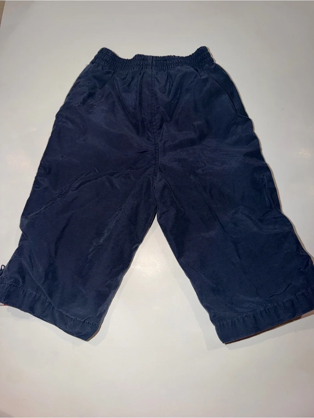 OshKosh B'gosh 6-9M Track Pants Navy Red Stripe Ankle Zip Lined Vintage 90s